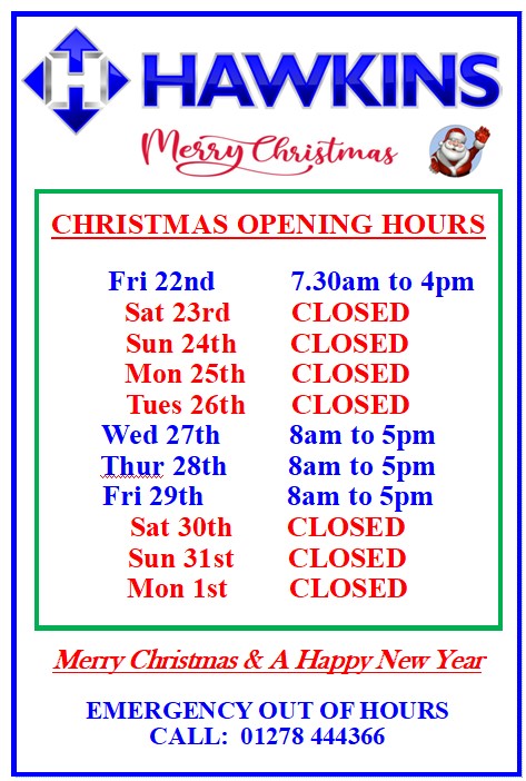 CHRISTMAS OPENING HOURS 2023