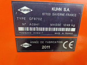 KUHN GF8702 8 ROTOR TEDDER